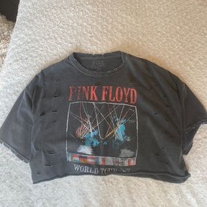 Pink Floyd Oversized Cropped Distressed Tee
